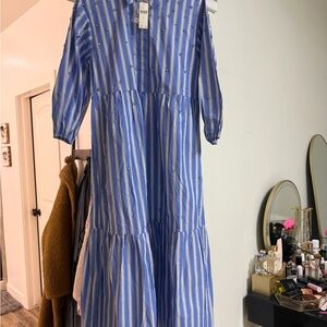 Anthropologie Blue and White Striped Dress